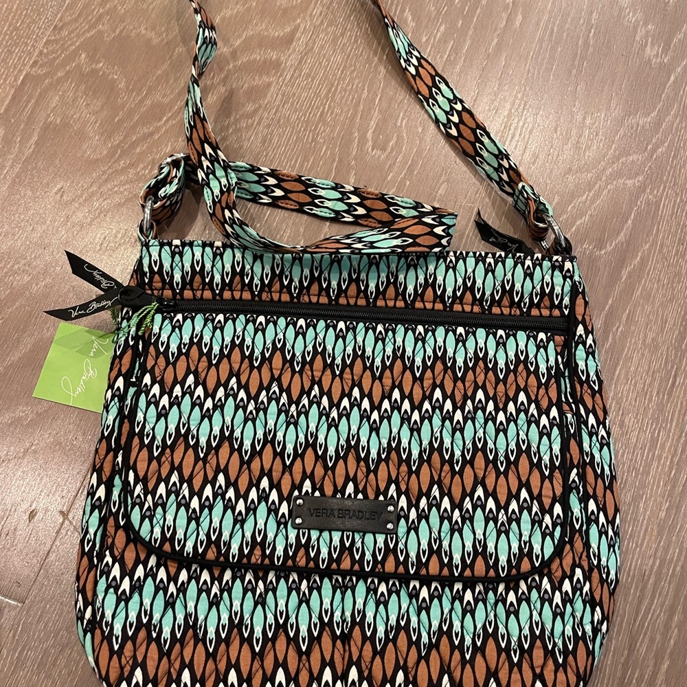 New Vera Bradley Double Zip Mailbag Sierra Stream crossbody bag multicolored - Picture 7 of 7